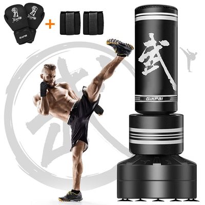 GIKPAL Freestanding Punching Bag for Adults 67'' Heavy Boxing Bag with Boxing Gloves, No Spring Low-Noise Standing Bag for Home Office Kickboxing