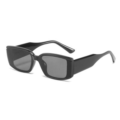 COTIA Fashion Rectangle Sunglasses Women Vintage Colorful Eyewear Men Square Champagne Gray Sun Glasses Shades UV400 (black)