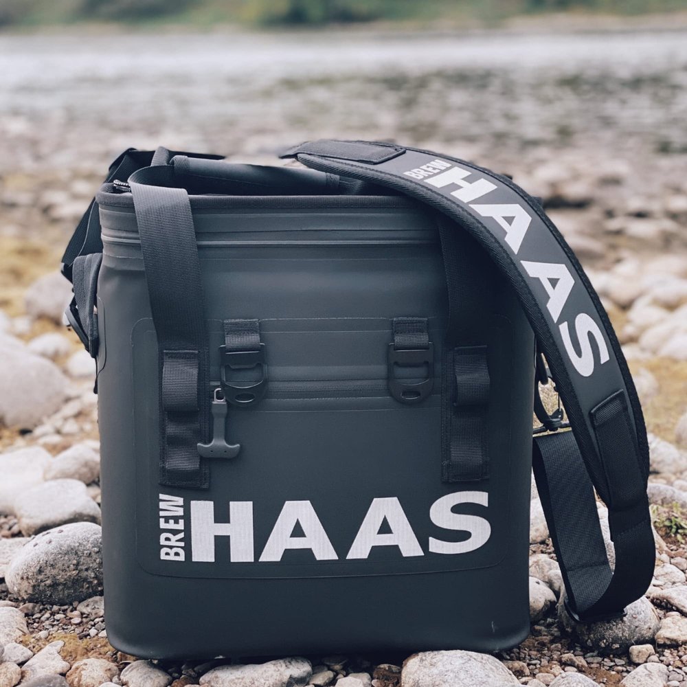 BREW HAAS Soft Sided Insulated Leak Proof Cooler, 24 Can Holder, Matte Black, Insulated Bag, Leak Proof, Waterproof, Keeps Ice Cold for 24+ Hours, Cooler Bag, Hard Liner, Camping, Hiking or Beach