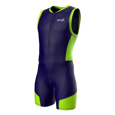 Sparx Men`s Triathlon Suit Trisuit Race Skinsuit Cycling Speed Suit Italian Fabric Swimskin (Navy Green, Medium)