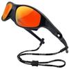 Kids Flexible Polarized UV Protection Sunglasses for Boys Girls Age 3-10 with Strap (black+pink 2 pcs) view 4