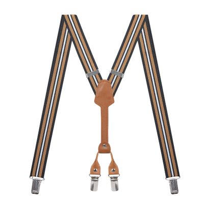 Action Ward Women's Suspenders - 1" Width - Y Back 4 Clip Skinny Ladies Suspenders (Striped Black 1)