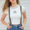 Action Ward Women's Suspenders - 1" Width - Y Back 4 Clip Skinny Ladies Suspenders (Striped Black 1) view 3
