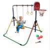 Gymnastics Bar Kids Height Adjustable 4 in 1 Set Horizontal Kip Bar, Swing Seat & 2 Trapeze Rings, Basketball Hoop - Folding Gymnastics Training Home Bar - Junior Horizontal Bar Expandable Monkey Bar view 2