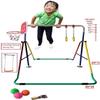 Gymnastics Bar Kids Height Adjustable 4 in 1 Set Horizontal Kip Bar, Swing Seat & 2 Trapeze Rings, Basketball Hoop - Folding Gymnastics Training Home Bar - Junior Horizontal Bar Expandable Monkey Bar view 4