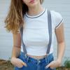 Action Ward Women's Suspenders - 1" Width - Y Back 4 Clip Skinny Ladies Suspenders (Dark Grey) view 3