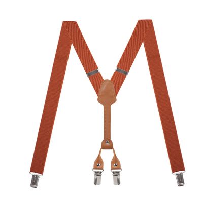 Action Ward Women's Suspenders - 1" Width - Y Back 4 Clip Skinny Ladies Suspenders (Brown Rust)
