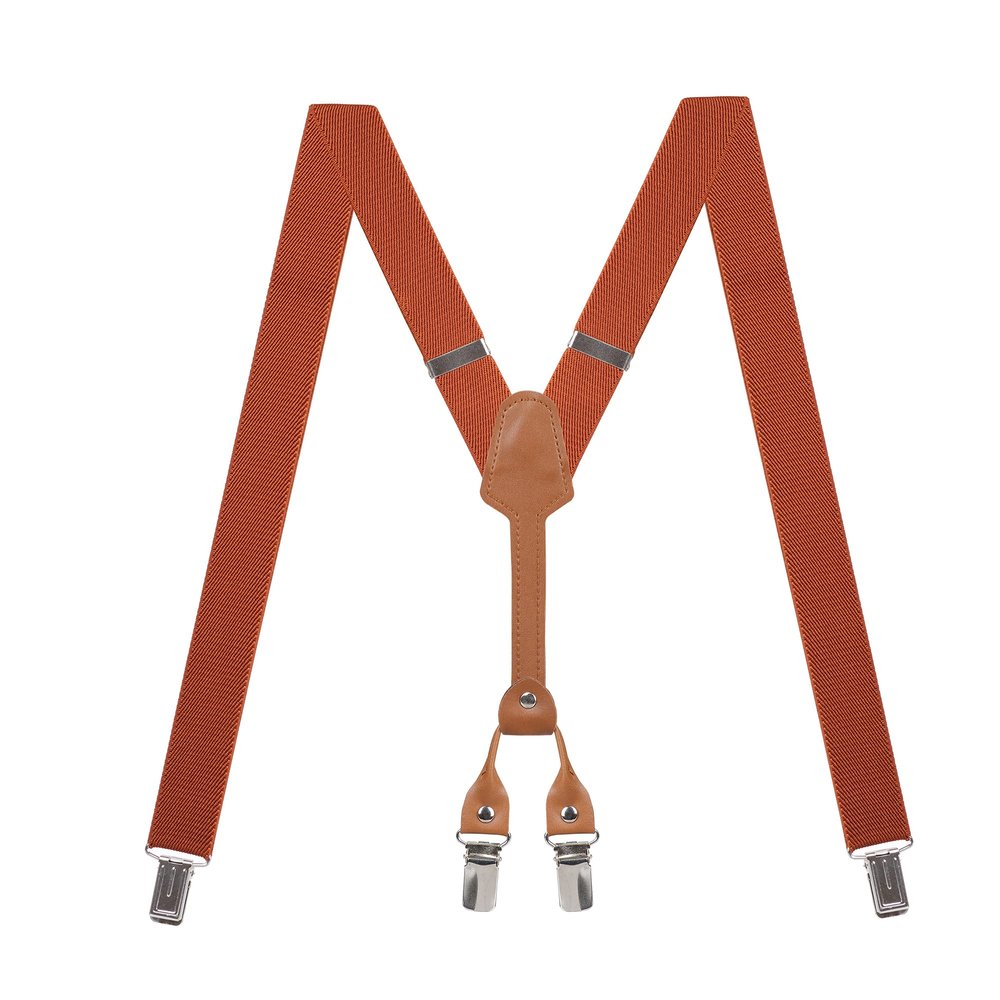 Action Ward Women's Suspenders - 1" Width - Y Back 4 Clip Skinny Ladies Suspenders (Brown Rust)