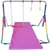 Athletic Bar Gymnastics Kids Height Adjustable 5 in 1 Horizontal Kip Bar, Tri Fold Tumble Mat, Swing Seat, Trapeze Rings, Basketball Hoop - Folding Training Home Junior Expandable Monkey view 1