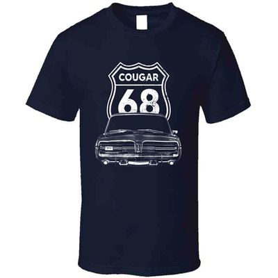 1968 Mercury Cougar Front Grill View with Model Year Sign T Shirt L Navy