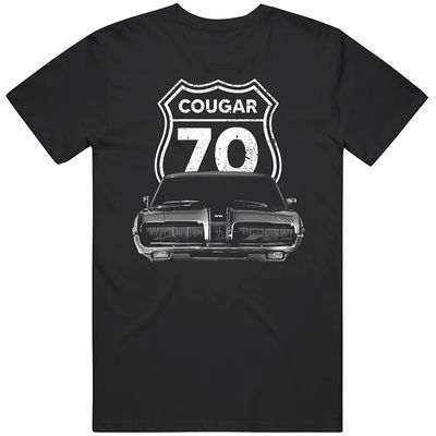 1970 Cougar Eliminator Front Grill View with Model Year Sign T Shirt XL Black