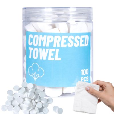 100 PCS Compressed Towels, Compressed Cotton Hand Wipe, Camping Towel, Disposable Face Compressed Towels, Camping Towels Compressed Towel Tablet,Camping, Sports