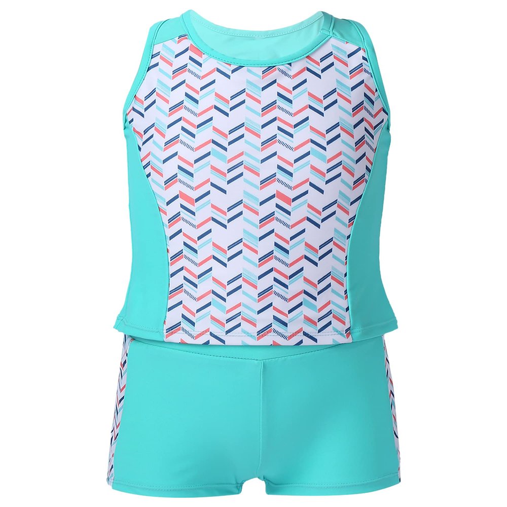 Hansber Kids Girls 2 Piece Tankini Swimsuit Sleeveless Tank Shirts with Boyshorts Fashion Bathing Suit Swimwear Sets Mint 6