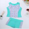 Hansber Kids Girls 2 Piece Tankini Swimsuit Sleeveless Tank Shirts with Boyshorts Fashion Bathing Suit Swimwear Sets Mint 6 view 3
