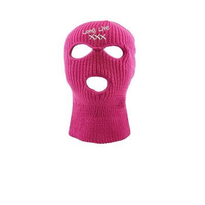 ALLNTRENDS Adult Three Hole Mask Long Live X Embroidered Face Cover Warm Winter Beanie (One Size, Hot Pink)
