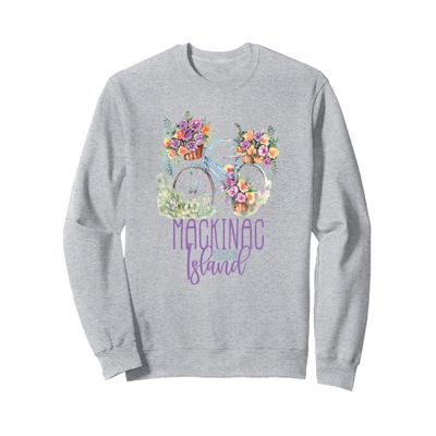 Mackinac Island Michigan Vintage Bike Bicycle Floral Sweatshirt