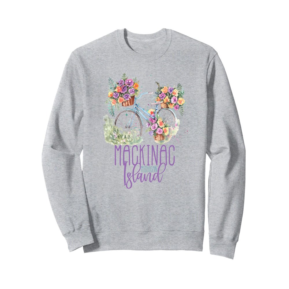 Mackinac Island Michigan Vintage Bike Bicycle Floral Sweatshirt