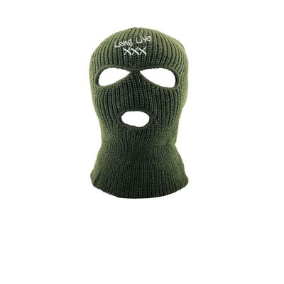 ALLNTRENDS Adult Three Hole Mask Long Live X Embroidered Face Cover Warm Winter Beanie (One Size, Olive)