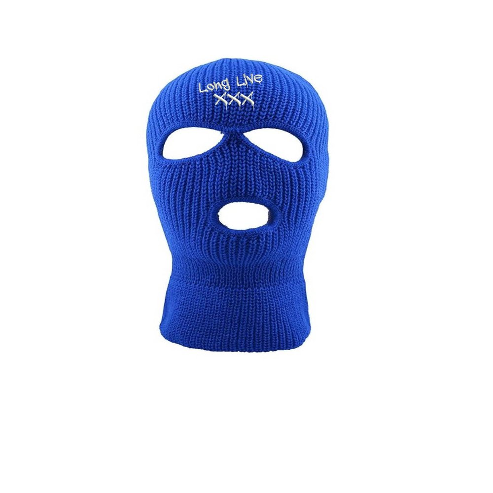 ALLNTRENDS Adult Three Hole Mask Long Live X Embroidered Face Cover Warm Winter Beanie (One Size, Royal Blue)