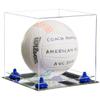 Better Display Cases Acrylic Volleyball Display Case with Clear Case, Navy Blue Risers and Mirror Base (B02/A027) view 1