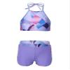 Hansber Kids Girls 2 Piece Halter Swimsuit Crop Tank Tops with Booty Shorts Sets Floral Printed Bathing Suit Beachwear Purple 8 view 1
