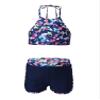 Hansber Kids Girls 2 Piece Halter Swimsuit Crop Tank Tops with Booty Shorts Sets Floral Printed Bathing Suit Beachwear Colorful 14 view 1