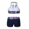 Hansber Kids Girls 2 Piece Halter Swimsuit Crop Tank Tops with Booty Shorts Sets Floral Printed Bathing Suit Beachwear Colorful 14 view 2