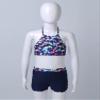 Hansber Kids Girls 2 Piece Halter Swimsuit Crop Tank Tops with Booty Shorts Sets Floral Printed Bathing Suit Beachwear Colorful 14 view 3