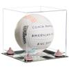Better Display Cases Acrylic Volleyball Display Case with Clear Case, Pink Risers and Mirror Base (B02/A027) view 1