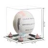 Better Display Cases Acrylic Volleyball Display Case with Clear Case, Pink Risers and Mirror Base (B02/A027) view 2