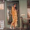 Women's Sexy Spaghetti Strap Sleeveless Ruched Ruffle Hem Bandage Oversized Beach Loose Long Maxi Swing Dress Gold 3X view 3
