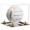 Better Display Cases Acrylic Volleyball Display Case with Clear Case, Orange Risers and Mirror Base (B02/A027) view 1