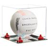 Better Display Cases Acrylic Volleyball Display Case with Clear Case, Red Risers and Mirror Base (B02/A027) view 1