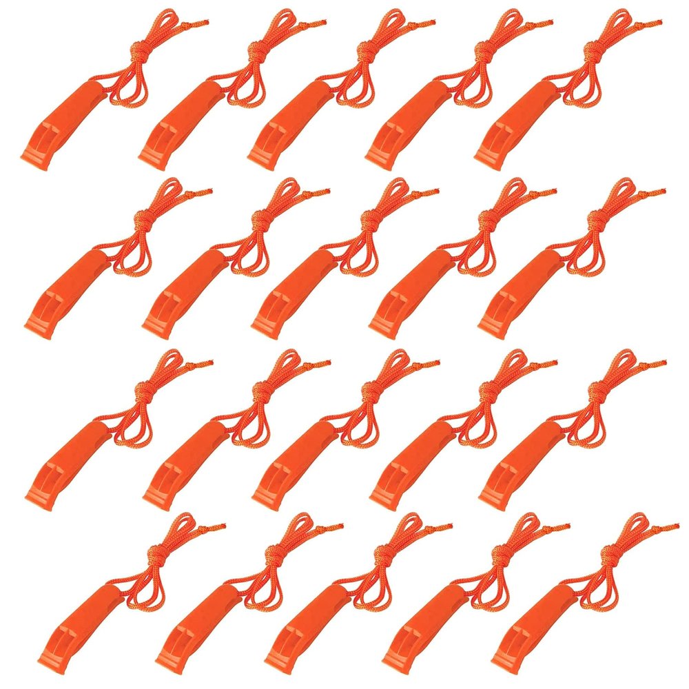 AUGSUN 20 Pcs Safety Whistle Marine Whistle Plastic Whistles with Lanyard for Emergency