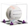 Better Display Cases Acrylic Volleyball Display Case with Clear Case, Purple Risers and Mirror Base (B02/A027) view 1