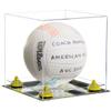 Better Display Cases Acrylic Volleyball Display Case with Clear Case, Yellow Risers and Mirror Base (B02/A027) view 1