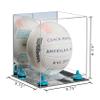 Better Display Cases Acrylic Volleyball Display Case with Mirror Case, Light Blue Risers and Mirror Base (B02/A027) view 2