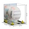 Better Display Cases Acrylic Volleyball Display Case with Mirror Case, Yellow Risers and Mirror Base (B02/A027) view 2