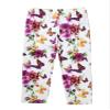 Aislor Kids Girls High Waisted Print Cropped Capri Leggings Stretch Tights Ankle Length Slim Trousers Legging White 5-6 view 2