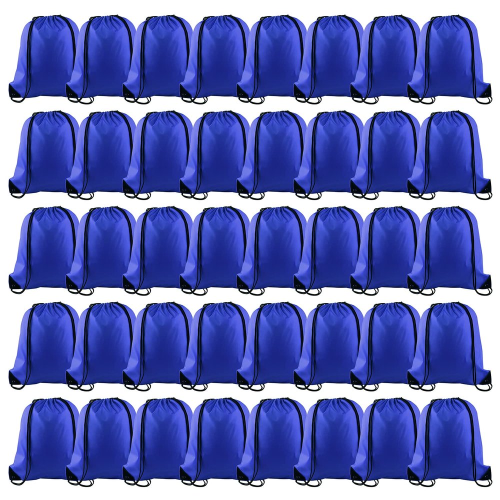 KUUQA 40Pcs Blue Drawstring Backpack Bags Sack Drawstring Bags Bulk String Backpack Storage Bags for Sport Gym Traveling