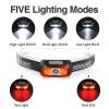 Geekhigh 500 Lumen Rechargeable Headlamp, 5 Modes with Red Light Head Lamp, IP54 Water-Resistant Adjustable Strap Head Light for Adult Running, Camping, Cycling view 2