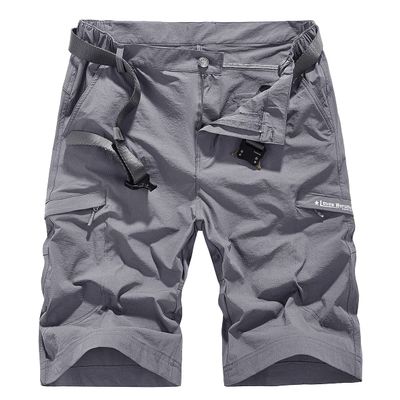 Cargo Fishing Shorts Mens Lightweight Working Hiking Shorts Knee Length Short Elastic Waist Zipper Pokcets