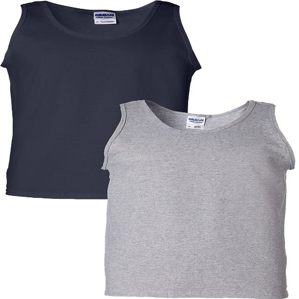 Gildan Mens Ultra Cotton Tank Top Navy/Sport Grey
