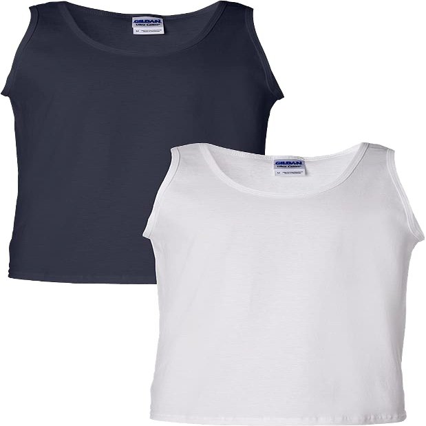 Gildan 6.1 oz Cotton Tank Top G220 Navy/White