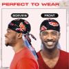Red Clouds Silky Durag - Black Designer 360 Wave Du Rag with Long Tails and Quadruple Stitching - Smooth Fabric for Comfort Compression view 4