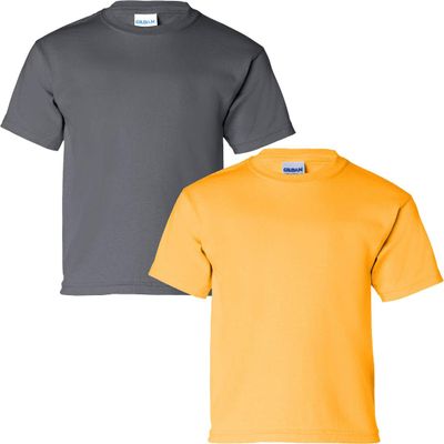 Gildan Kids' Ultra Cotton Youth T-Shirt, 2-Pack MED-Charcoal-Gold