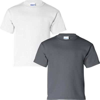 Gildan Kids' Ultra Cotton Youth T-Shirt, 2-Pack SML-White-Charcoal