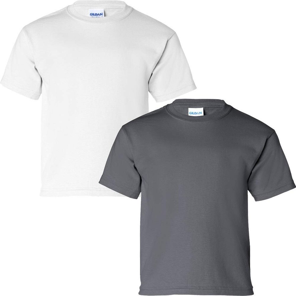 Gildan Kids' Ultra Cotton Youth T-Shirt, 2-Pack SML-White-Charcoal
