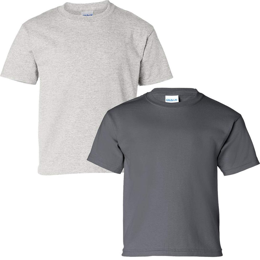 Gildan Kids' Ultra Cotton Youth T-Shirt, 2-Pack XS-Ash-Charcoal