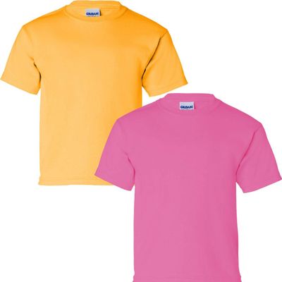 Gildan Kids' Ultra Cotton Youth T-Shirt, 2-Pack XS-Gold-Safetypink
